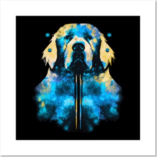 Golden Retriever Stencil Watercolor Posters and Art